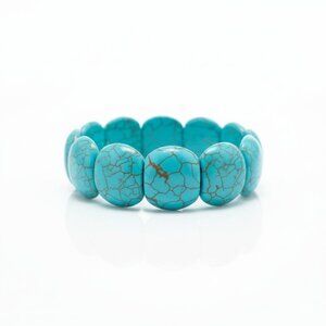 Turquoise Bracelet Beaded Stretchy Light